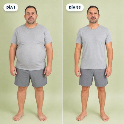 Antes y después de cuerpo: día 1 vs día 53