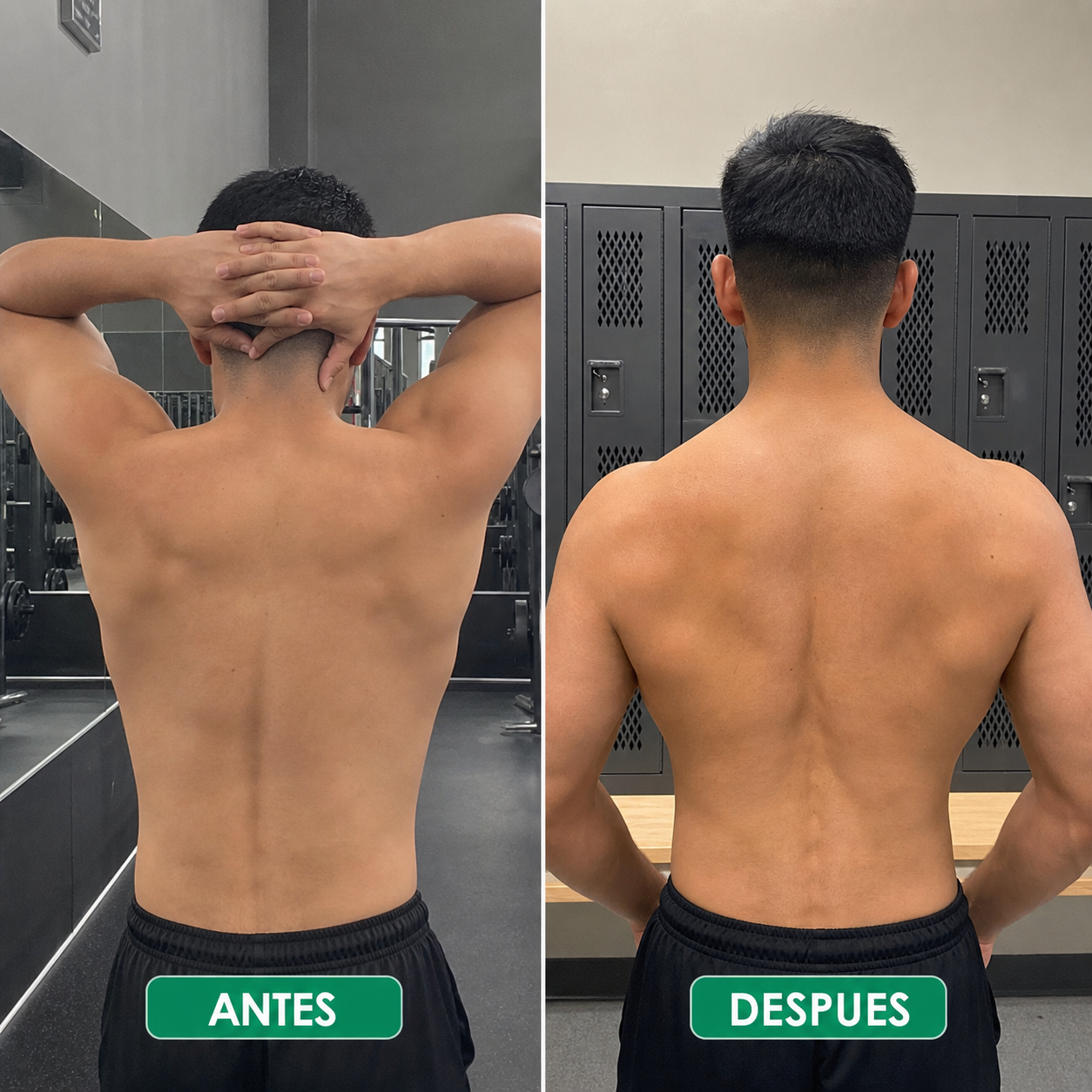 Antes y despues - hombre gym espalda